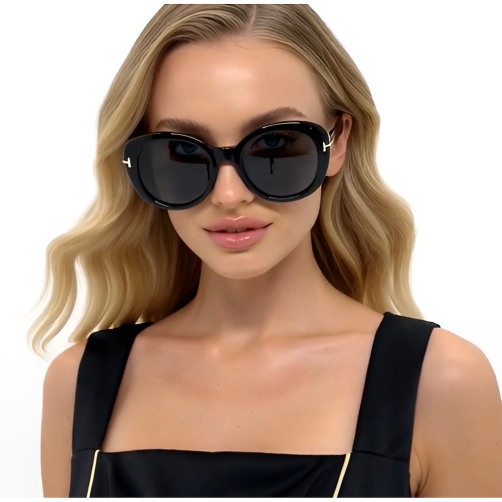 Women Dark Black Chic Retro Round Sunglasses‎ Gold Designer Eyewear Luxury Gafas